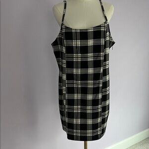 Divided Black and White Checkered Mini Dress